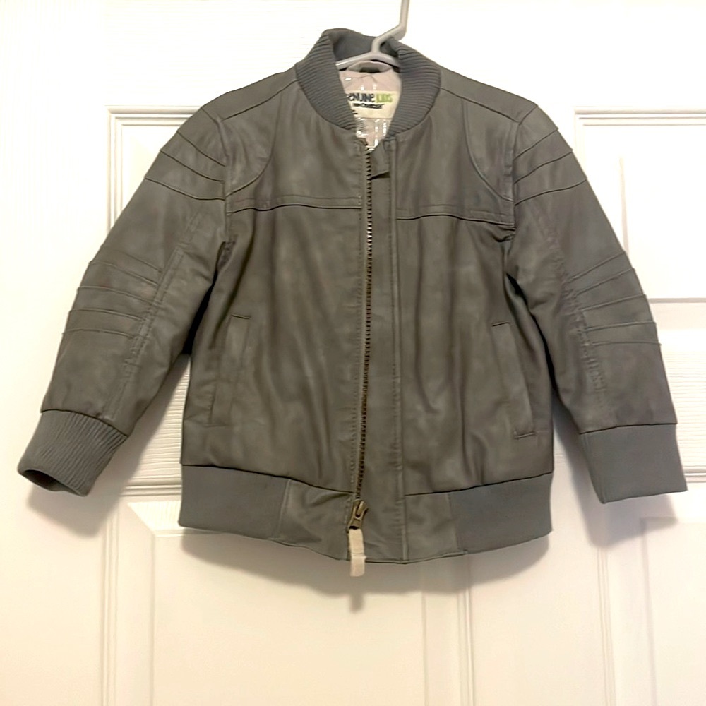 Toddler boys faux leather bomber jacket